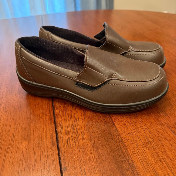 Orthofeet Astoria Diabetic Shoes Brown Size‎ 7.5 Leather Comfort Loafers - Picture 1 of 11